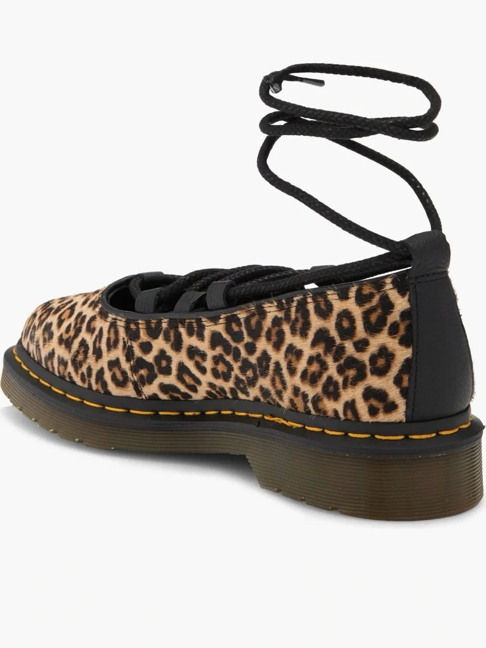 Dr. Marten’s Leopard Animal Print Lace-Up Elphie II Pointed Toe Ballet Flat
